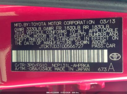 Lot #3051090551 2013 TOYOTA YARIS LE