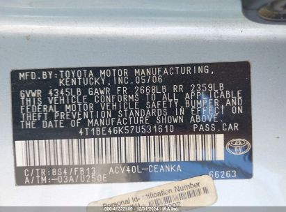 Lot #3053065445 2007 TOYOTA CAMRY LE