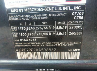 Lot #3042563093 2010 MERCEDES-BENZ GL 450 4MATIC