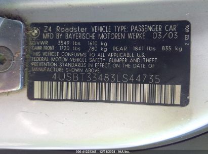 Lot #3056064443 2003 BMW Z4 2.5I