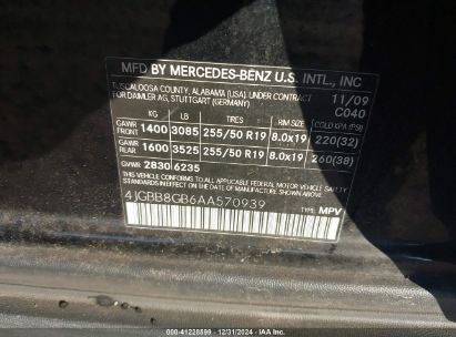 Lot #3042563452 2010 MERCEDES-BENZ ML 350 4MATIC