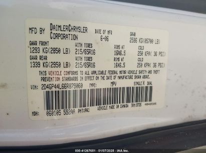 Lot #3051084983 2006 DODGE GRAND CARAVAN SXT