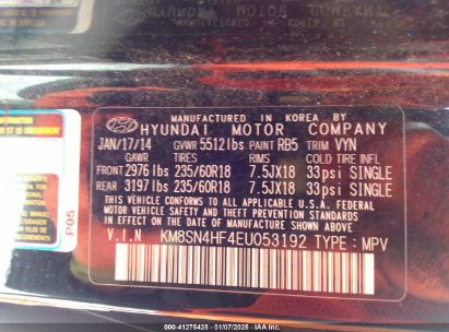 Lot #3052078339 2014 HYUNDAI SANTA FE LIMITED