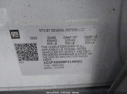 Lot #3056475696 2023 CHEVROLET BOLT EV FWD 2LT