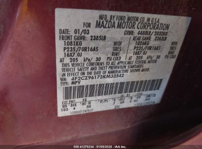 Lot #3056063687 2003 MAZDA TRIBUTE ES V6