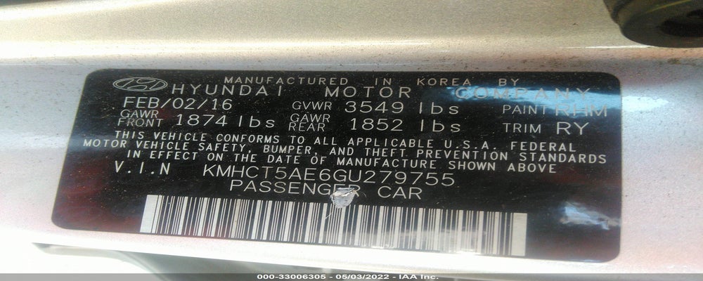 KMHCT5AE6GU279755 2016 HYUNDAI ACCENT photo no. 9