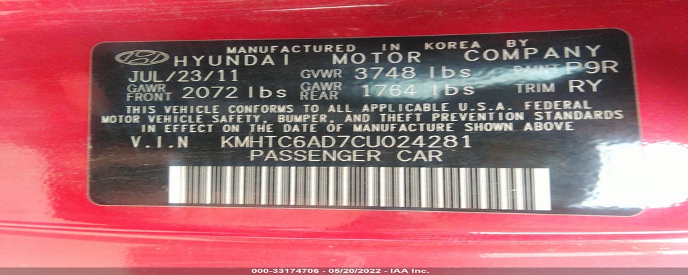 KMHTC6AD7CU024281 2012 HYUNDAI VELOSTER photo no. 9