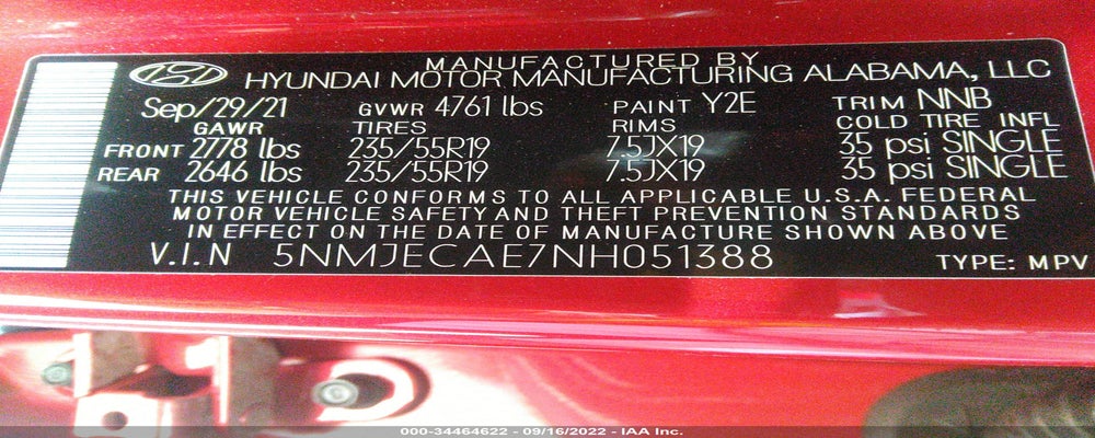 5NMJECAE7NH051388 2022 HYUNDAI TUCSON photo no. 9
