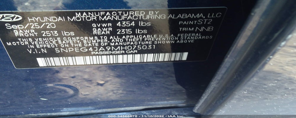 5NPEG4JA9MH075031 2021 HYUNDAI SONATA photo no. 9