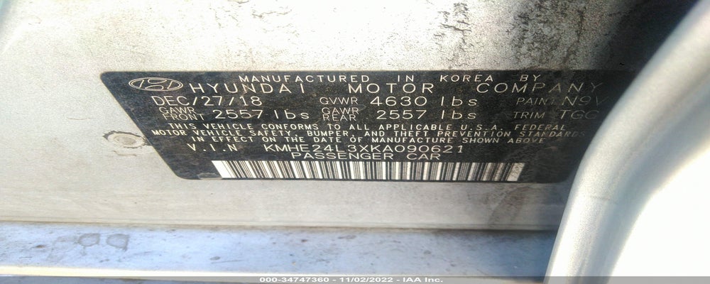 KMHE24L3XKA090621 2019 HYUNDAI SONATA HYBRID photo no. 9