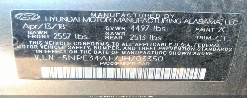 5NPE34AF7JH703350 2018 HYUNDAI SONATA photo no. 9