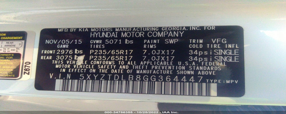 5XYZTDLB8GG364447 2016 HYUNDAI SANTA FE SPORT photo no. 9