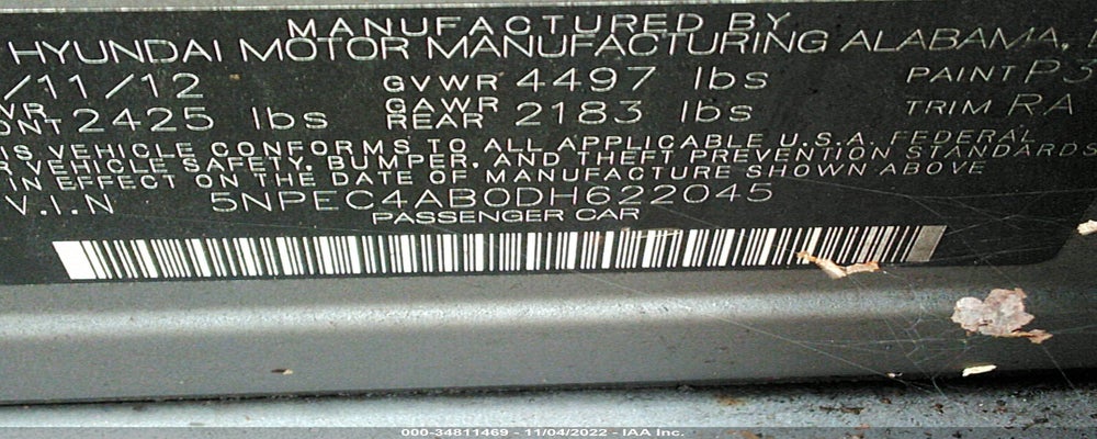 5NPEC4AB0DH622045 2013 HYUNDAI SONATA photo no. 9