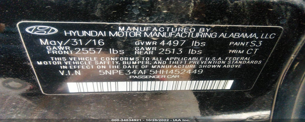 5NPE34AF5HH452449 2017 HYUNDAI SONATA photo no. 9