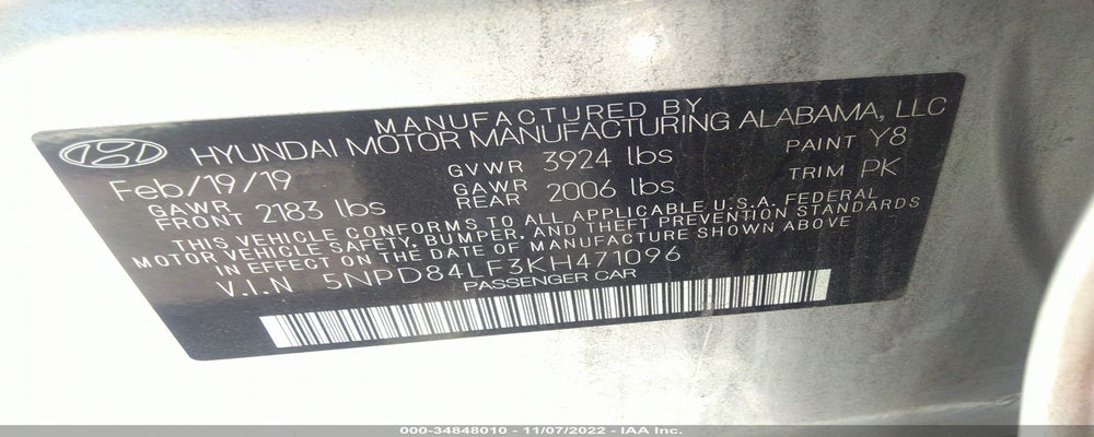 5NPD84LF3KH471096 2019 HYUNDAI ELANTRA photo no. 9