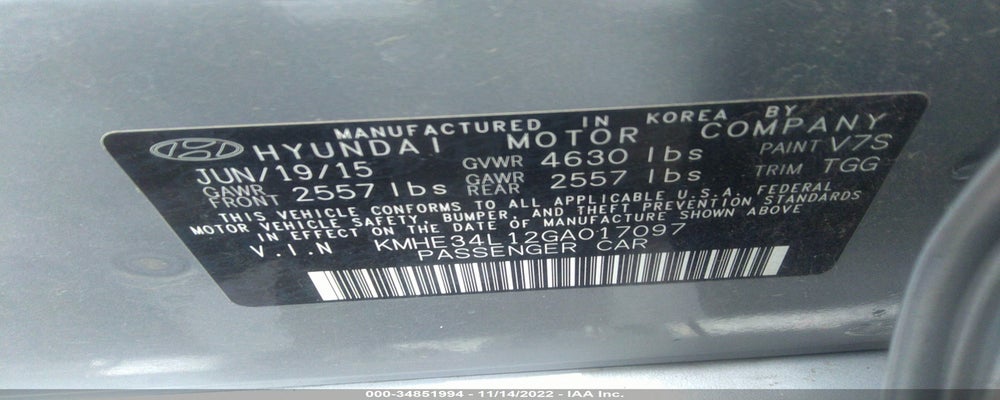 KMHE34L12GA017097 2016 HYUNDAI SONATA HYBRID photo no. 9