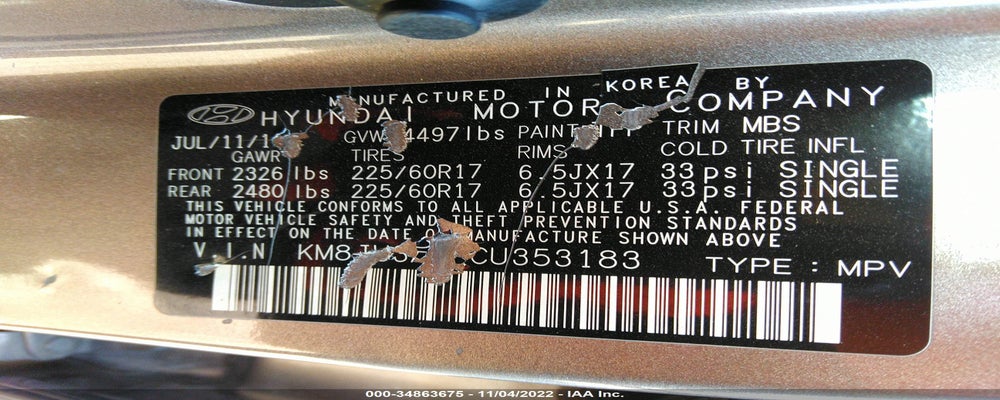 KM8JU3AC5CU353183 2012 HYUNDAI TUCSON photo no. 9