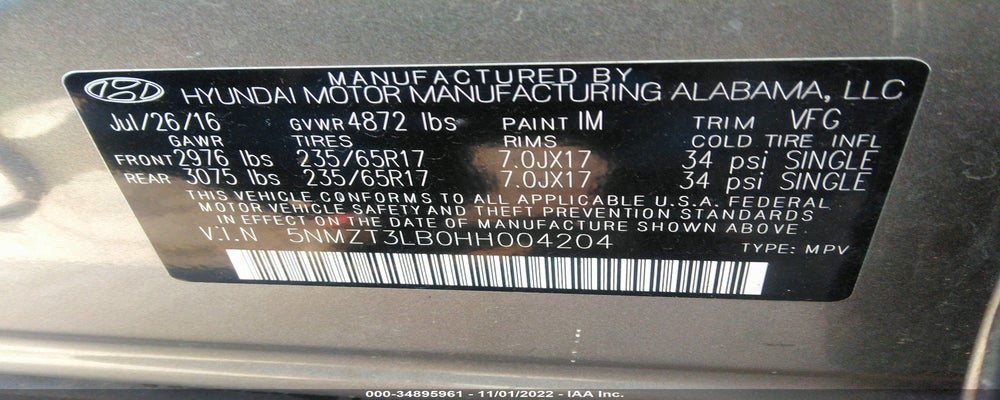 5NMZT3LB0HH004204 2017 HYUNDAI SANTA FE SPORT photo no. 9