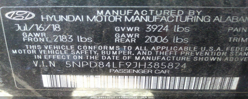 5NPD84LF9JH385824 2018 HYUNDAI ELANTRA photo no. 9