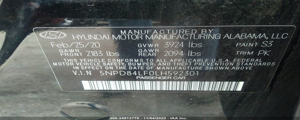 5NPD84LF0LH592301 2020 HYUNDAI ELANTRA photo no. 9