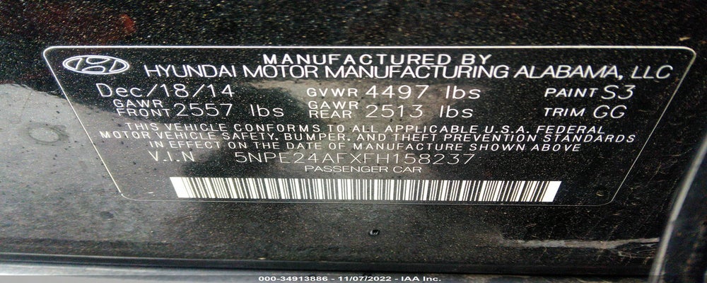 5NPE24AFXFH158237 2015 HYUNDAI SONATA photo no. 9