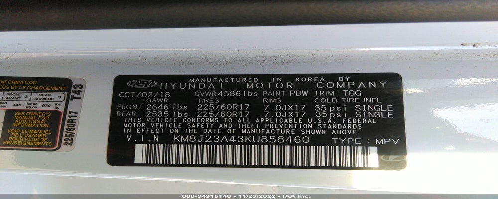 KM8J23A43KU858460 2019 HYUNDAI TUCSON photo no. 9