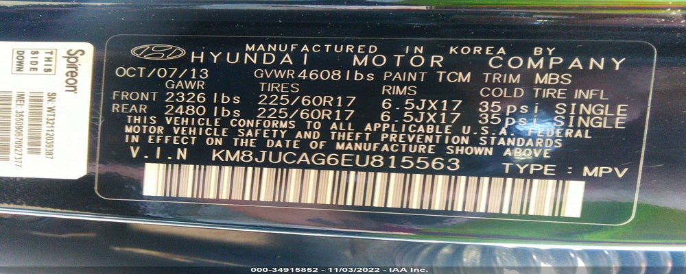 KM8JUCAG6EU815563 2014 HYUNDAI TUCSON photo no. 9