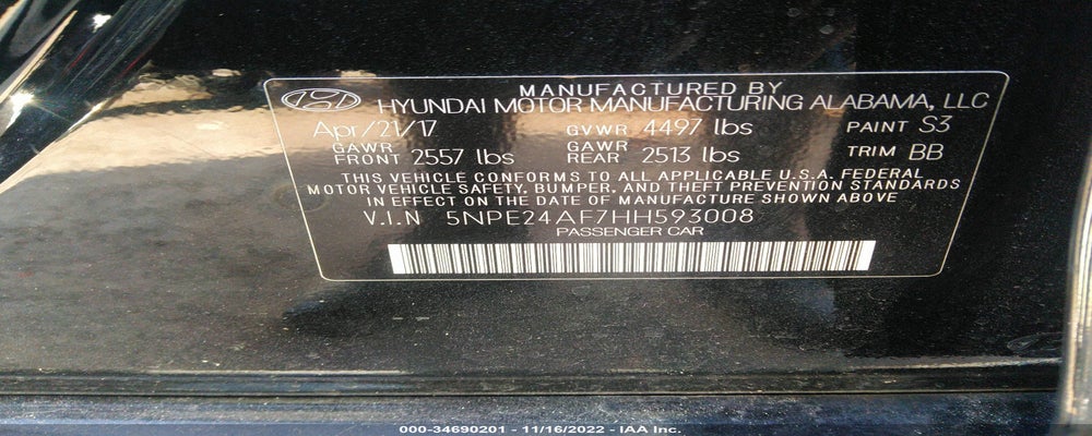 5NPE24AF7HH593008 2017 HYUNDAI SONATA photo no. 9