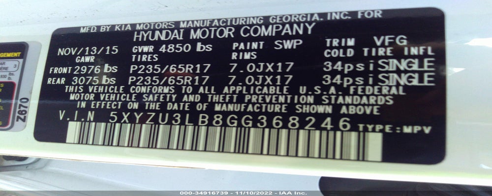 5XYZU3LB8GG368246 2016 HYUNDAI SANTA FE SPORT photo no. 9