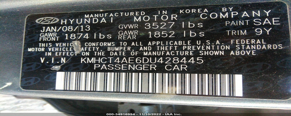 KMHCT4AE6DU428445 2013 HYUNDAI ACCENT photo no. 9