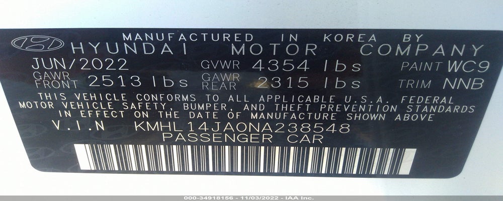 KMHL14JA0NA238548 2022 HYUNDAI SONATA photo no. 9