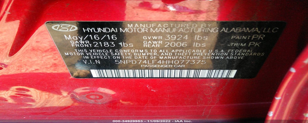 5NPD74LF4HH077375 2017 HYUNDAI ELANTRA photo no. 9