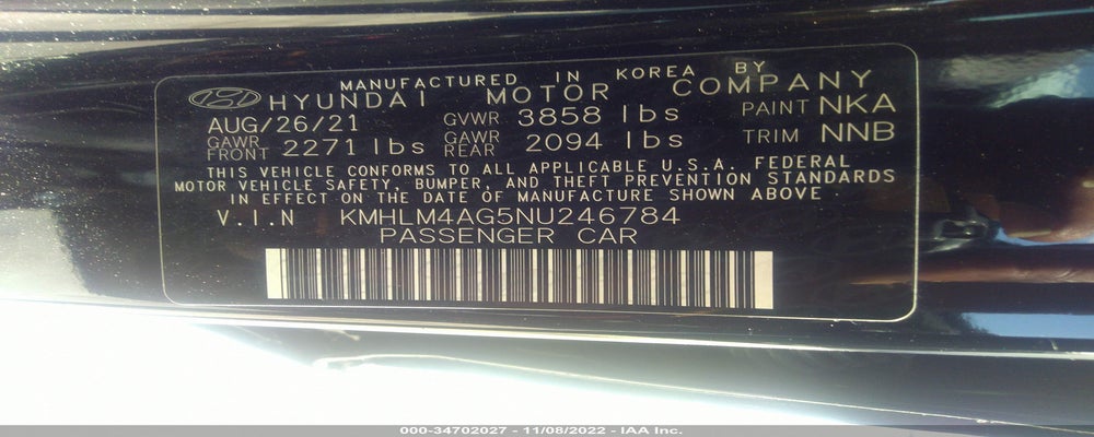 KMHLM4AG5NU246784 2022 HYUNDAI ELANTRA photo no. 9
