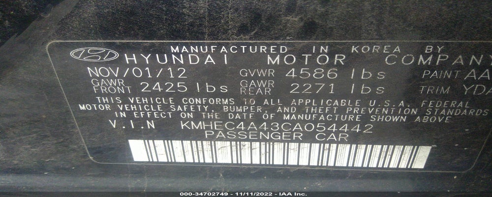 KMHEC4A43CA054442 2012 HYUNDAI SONATA photo no. 9
