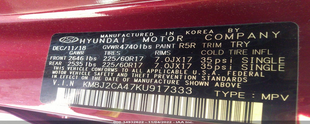KM8J2CA47KU917333 2019 HYUNDAI TUCSON photo no. 9