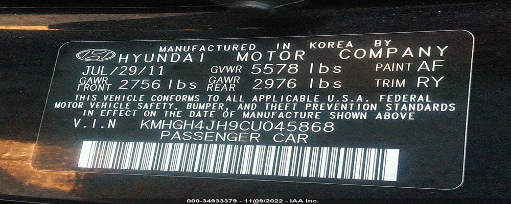 KMHGH4JH9CU045868 2012 HYUNDAI EQUUS photo no. 9