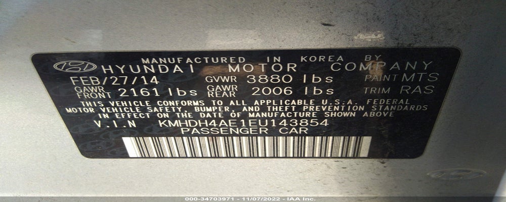 KMHDH4AE1EU143854 2014 HYUNDAI ELANTRA photo no. 9