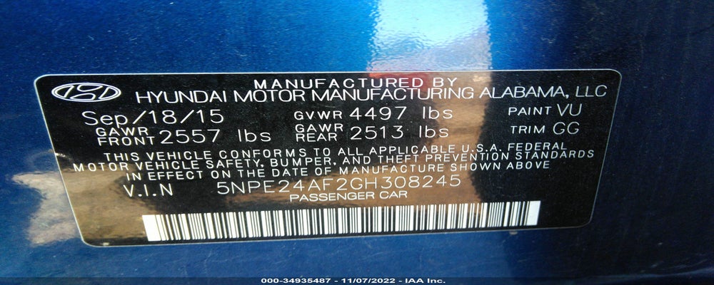 5NPE24AF2GH308245 2016 HYUNDAI SONATA photo no. 9