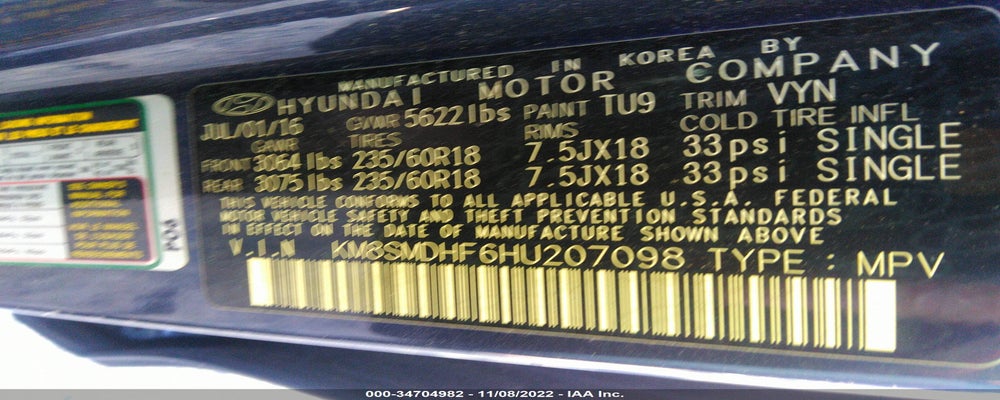 KM8SMDHF6HU207098 2017 HYUNDAI SANTA FE photo no. 9