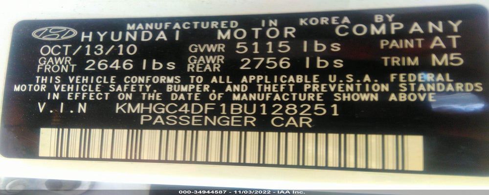 KMHGC4DF1BU128251 2011 HYUNDAI GENESIS photo no. 9