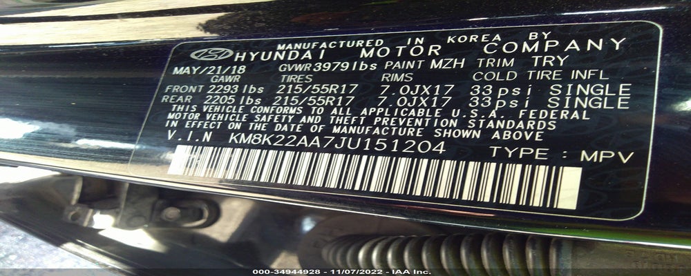 KM8K22AA7JU151204 2018 HYUNDAI KONA photo no. 9