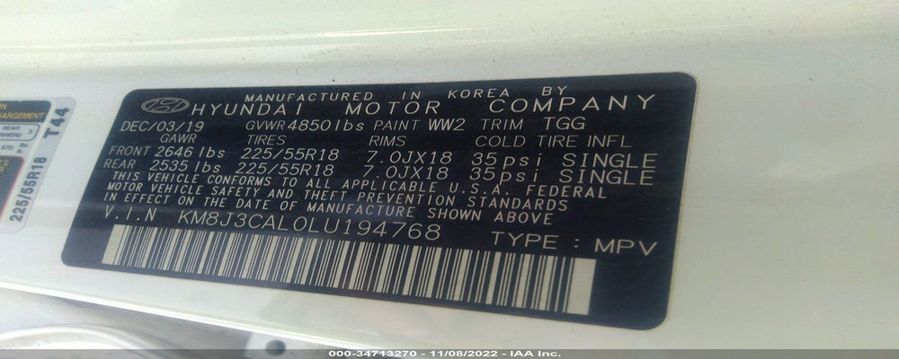 KM8J3CAL0LU194768 2020 HYUNDAI TUCSON photo no. 9