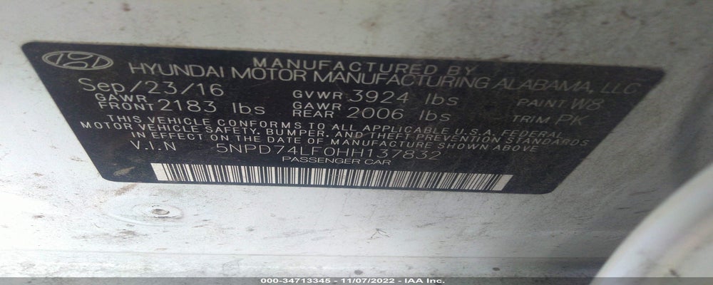5NPD74LF0HH137832 2017 HYUNDAI ELANTRA photo no. 9