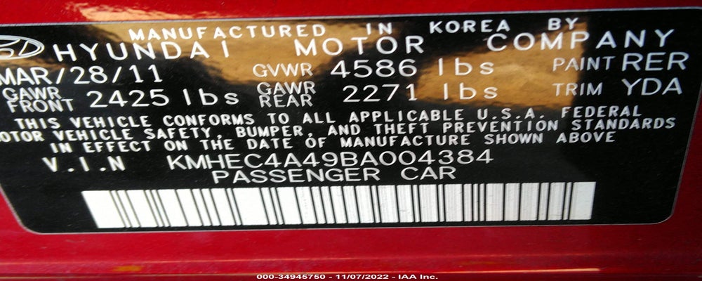 KMHEC4A49BA004384 2011 HYUNDAI SONATA photo no. 9