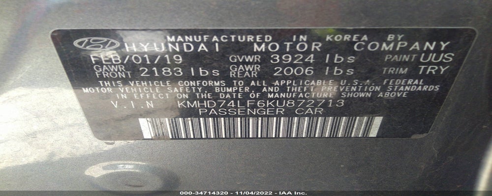 KMHD74LF6KU872713 2019 HYUNDAI ELANTRA photo no. 9