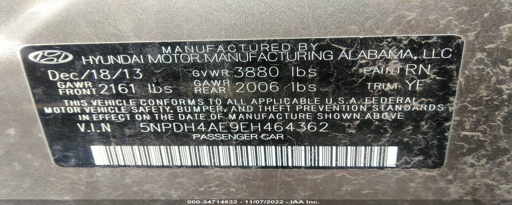 5NPDH4AE9EH464362 2014 HYUNDAI ELANTRA photo no. 9
