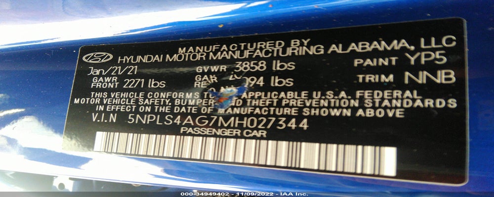 5NPLS4AG7MH027344 2021 HYUNDAI ELANTRA photo no. 9