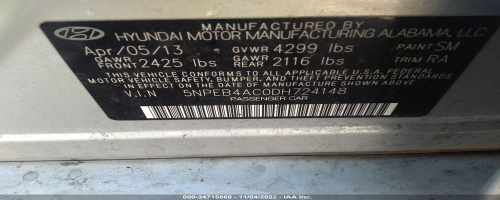 5NPEB4AC0DH724148 2013 HYUNDAI SONATA photo no. 9
