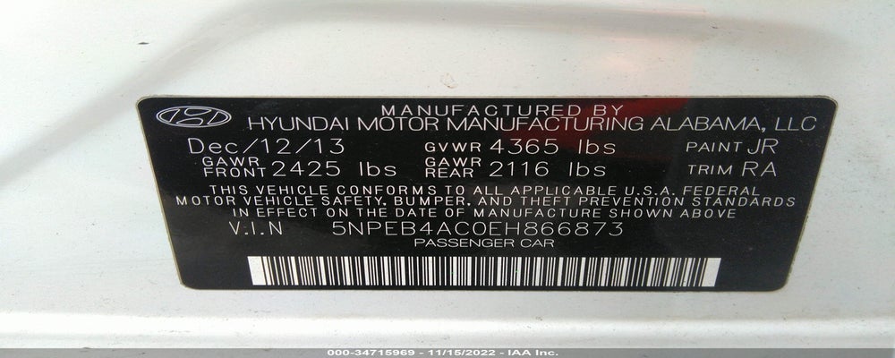5NPEB4AC0EH866873 2014 HYUNDAI SONATA photo no. 9