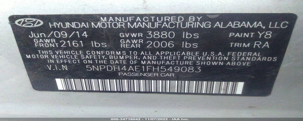 5NPDH4AE1FH549083 2015 HYUNDAI ELANTRA photo no. 9